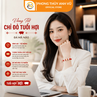 Vòng tay tuổi hợi - vòng chỉ đỏ may mắn - có khai quang điểm nhãn may mắn tài lộc - Phong Thủy Anh Vũ
