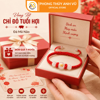 Vòng tay tuổi hợi - vòng chỉ đỏ may mắn - có khai quang điểm nhãn may mắn tài lộc - Phong Thủy Anh Vũ