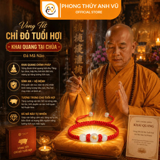 Vòng tay tuổi hợi - vòng chỉ đỏ may mắn - có khai quang điểm nhãn may mắn tài lộc - Phong Thủy Anh Vũ