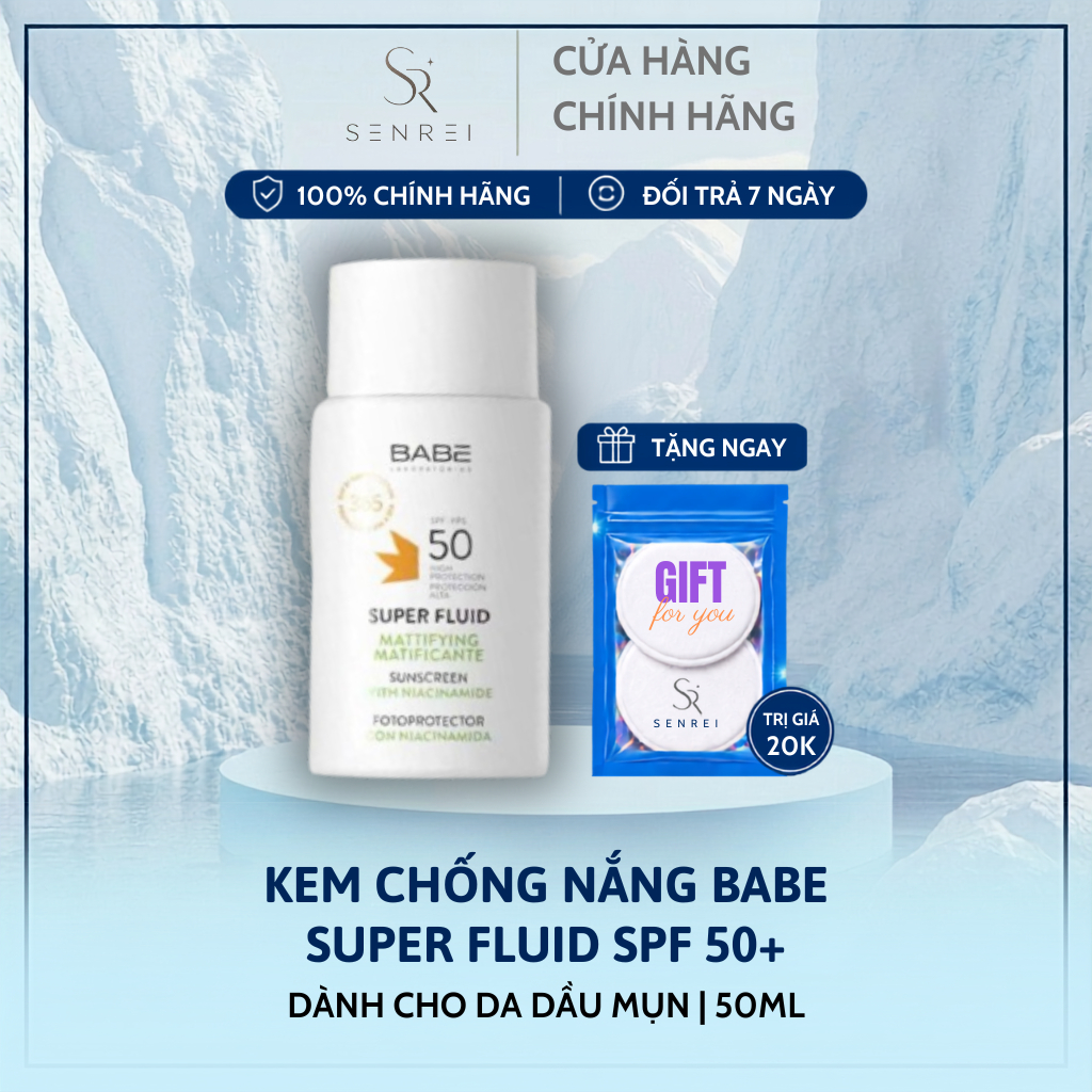 [HÀNG CÔNG TY] Kem Chống Nắng Babe Super Fluid Mattifying SPF 50+ Da Dầu, Mụn, Chống Nước