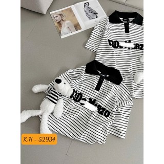 Áo Thun Nữ Kẻ Ngang Kèm Gấu QCCC Cao Cấp