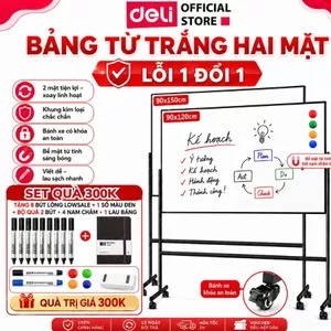 Bảng Từ Trắng Hai Mặt Deli, Bảng Viết Bút Lông Xóa Được Di Động Đa Năng Sử Dụng Văn Phòng