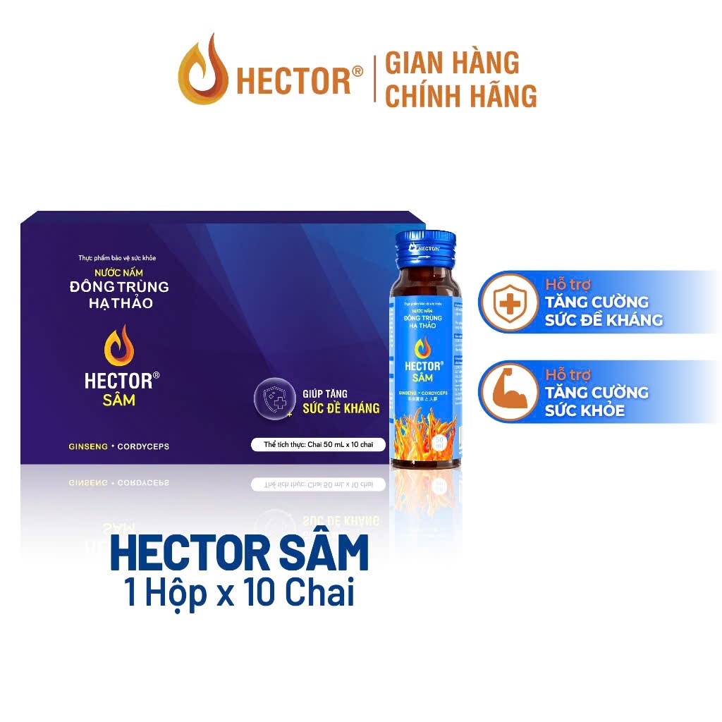 Nước uống đông trùng hạ thảo Hector Sâm hộp 10 chai nước uống tăng cường sức khỏe tăng sức đề kháng