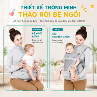 Địu Em Bé Bệ Ngồi Cho Coniu Smart - Trợ Lực Cho Bé Địu Lưng Đa Năng Đệm Ngồi Chống Trượt
