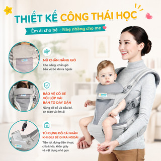 Địu Em Bé Bệ Ngồi Cho Coniu Smart - Trợ Lực Cho Bé Địu Lưng Đa Năng Đệm Ngồi Chống Trượt