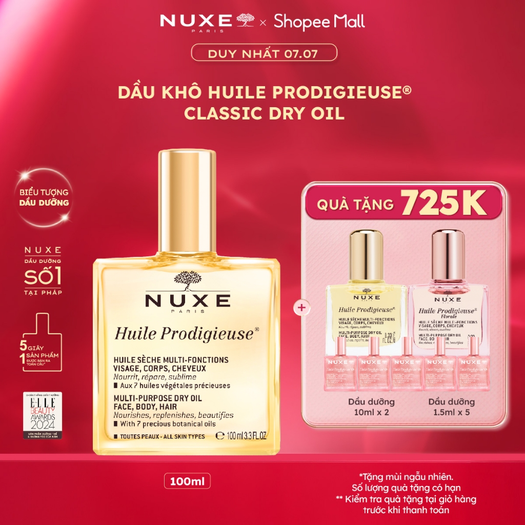 [CHỌN MÀU ĐỂ MUA] [HannahOlala Live 7.7] Dầu dưỡng khô Nuxe Huile Prodigieuse Multi-purpose 100ml