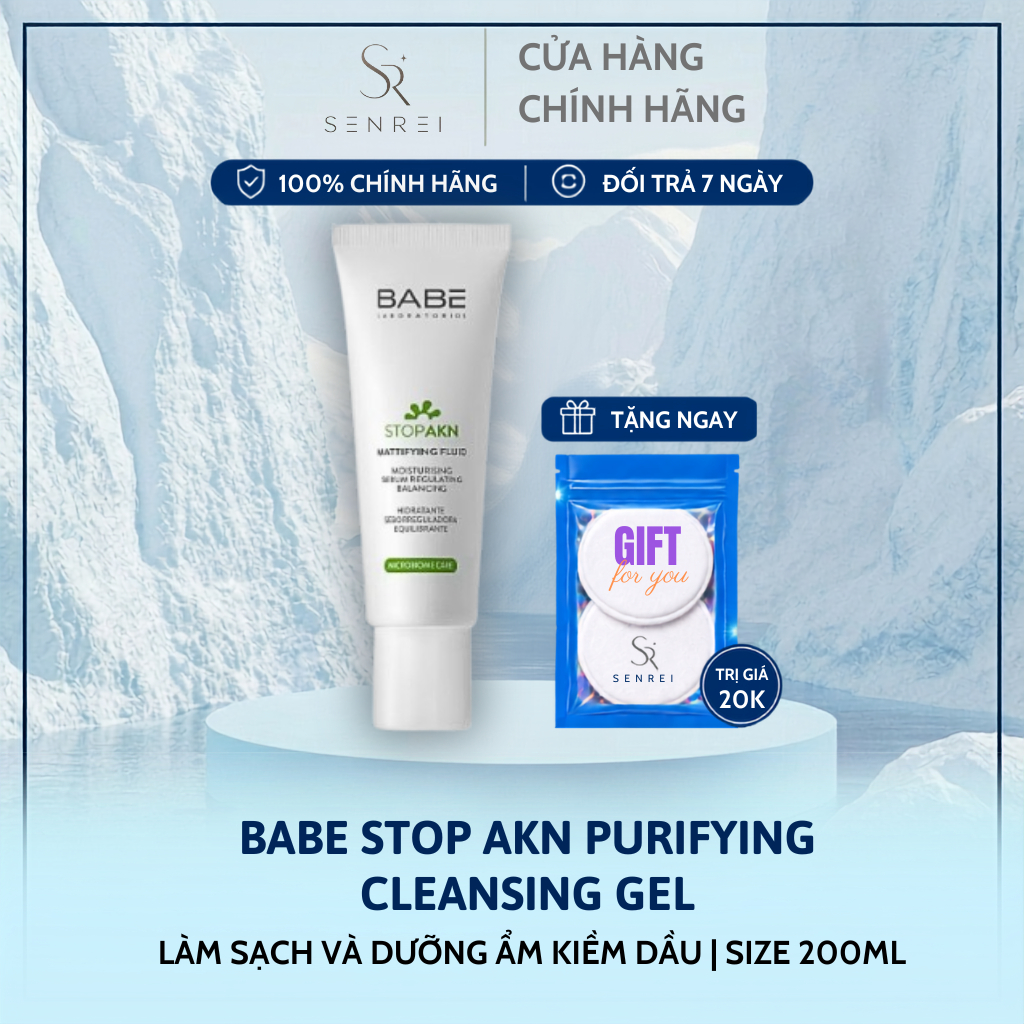 [HÀNG CÔNG TY] Sữa Rửa Mặt Làm Sạch Và Dưỡng Ẩm Kiềm Dầu BABE Stop AKN Purifying Cleansing Gel .