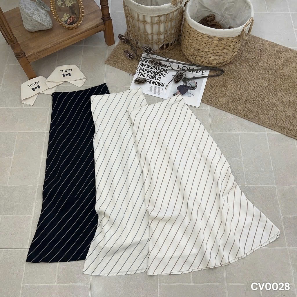 Chân váy kẻ chéo dáng dài đuôi cá khóa sườn HiNa QCCC QCL1 CV0028 #1205