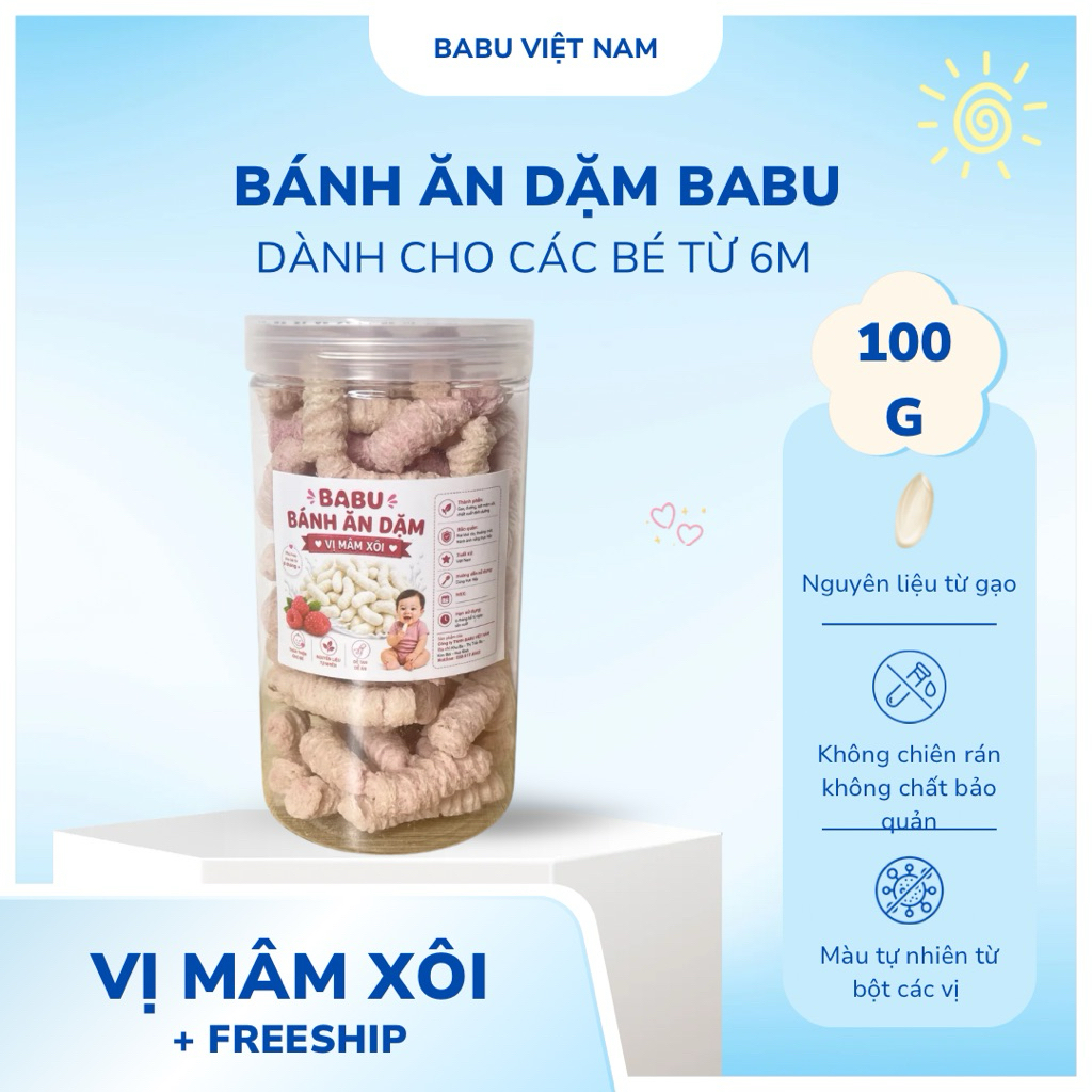Bánh ăn dặm vị mâm xôi nguyên liệu tự nhiên dành cho bé từ 6 tháng đến 3 tuổi
