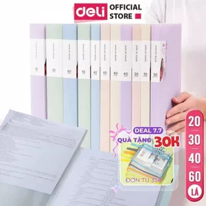 File Lá Deli A4 Đựng Tài Liệu – 20/30/40/60 Lá – Nhựa Trong Suốt Màu Pastel, Bền Đẹp,Tiện Lợi