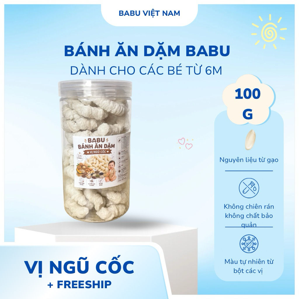Bánh ăn dặm BaBu nhiều vị cho bé nguyên liệu an toàn lành tính dành cho bé từ 6 tháng đến 3 tuổi