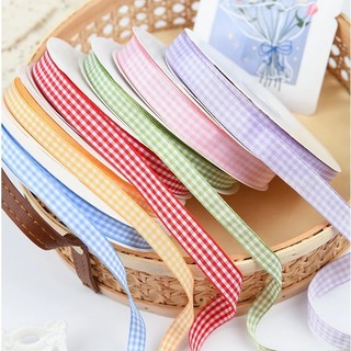 Ruy băng vải sọc caro lẻ 5 mét (bản 1cm 2cm 3cm) làm nơ cột tóc trang trí giáng sinh gói quà handmade cực đẹp