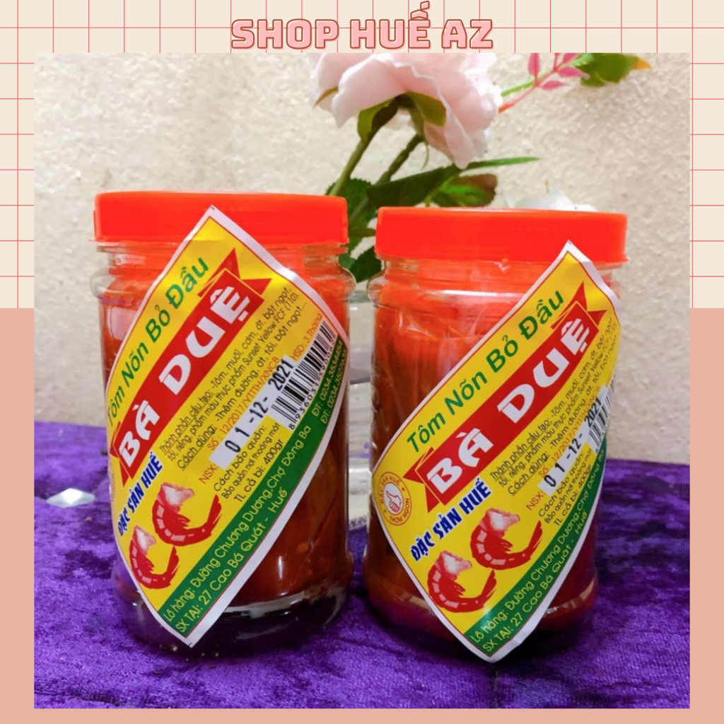 Combo 2 hủ 400GR (hủ 400g) Tôm chua Bà Duệ tôm nõn bỏ đầu - Đặc sản Huế