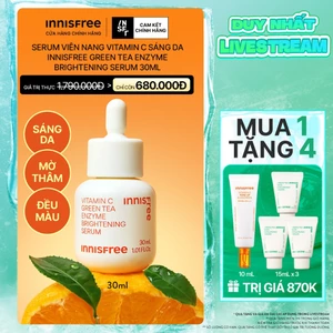 INNISFREE x Serum Vitamin C sáng da, mờ thâm mụn INNISFREE Green Tea Enzyme Brightening Serum 30ml