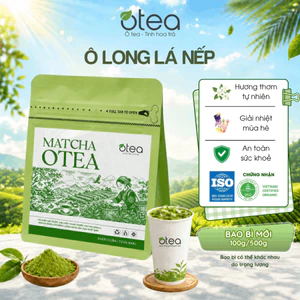 Matcha Otea 500g/100g, bột matcha pha chế chuyên dụng, xanh jade đậm, umami rõ, ổn định cho pha chế