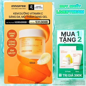 INNISFREE x Kem dưỡng Vitamin C sáng da, mờ thâm dạng gel INNISFREE Green Tea Enzyme Brightening Cream 50ml