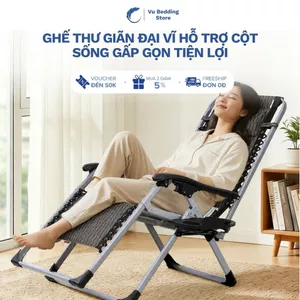 Ghế thư giãn gấp gọn đa năng, ghế xếp tựa lưng hỗ trợ cột sống, ghế nằm nghỉ trưa chịu lực chắc chắn