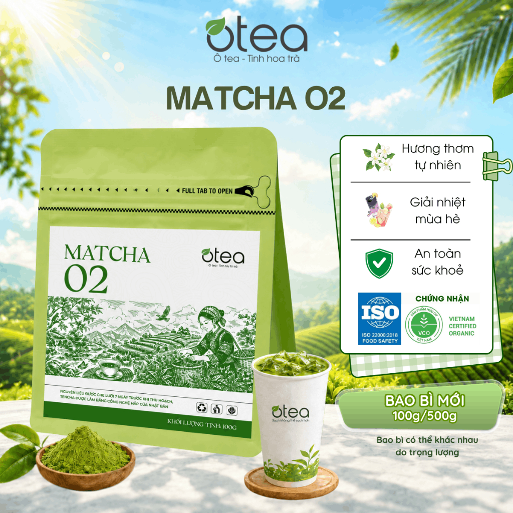 Matcha Otea 02 Cao Cấp - 500g/100g– Matcha Chuẩn Nhật Cho Pha Chế Chuyên Nghiệp