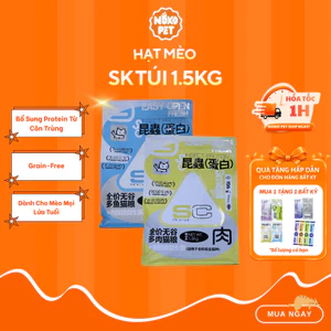 Hạt SK Cho Mèo 3 Loại Thịt Cá, Protein Từ Côn Trùng,Không Độn Ngũ Cốc, Dễ Hấp Thu Tăng Cơ, Tăng Cân Cho Mèo Túi 1,5KG