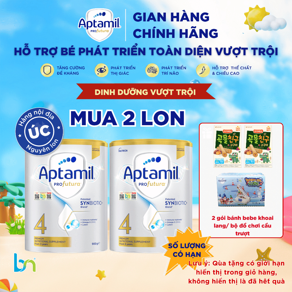 [Bắc Nam] Sữa Aptamil Profutura Úc Bạc tem Bắc Nam số 1,2,3,4 hộp 900g tiêu hoá khoẻ mạnh phát triển toàn diện cho bé
