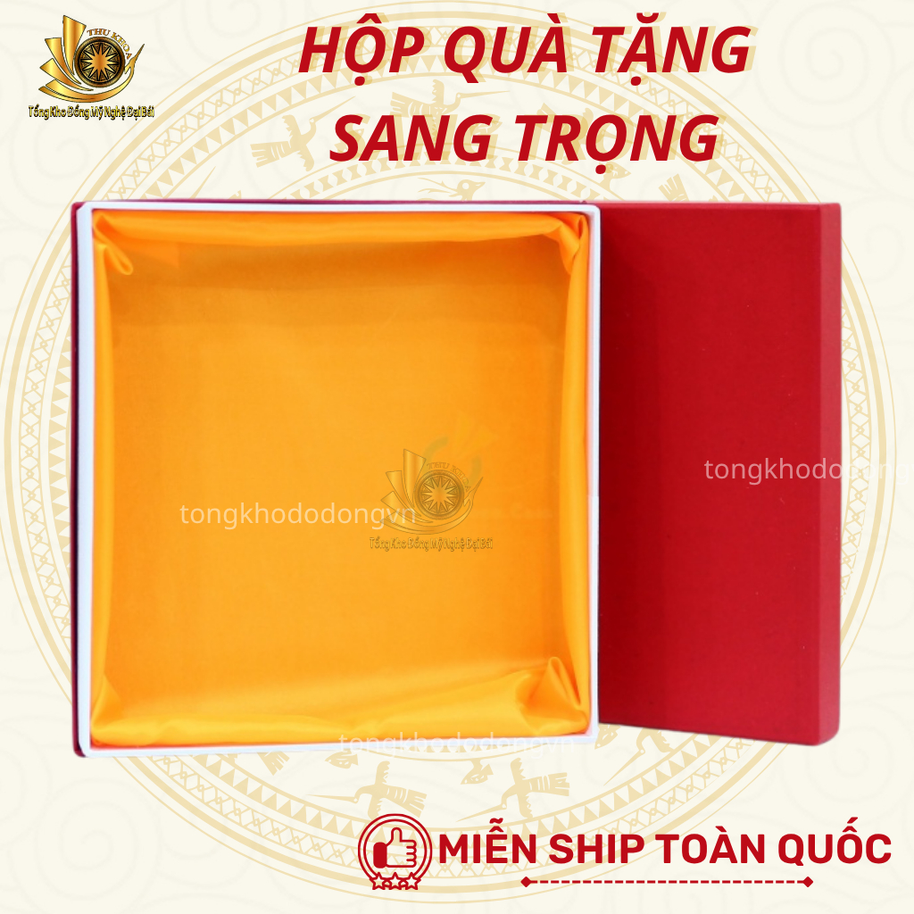 Đĩa Mặt Trống Đồng ✅FREESHIP✅ Đường Kính 23cm Kèm Hộp Quà Tặng Bằng Đồng Đại Bái Tặng Đối Tác Đặt Bàn Làm Việc Tủ Kính