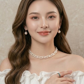 [ DAISYN ] N411 choker vòng cổ hạt Trai, dây chuyền hạt ngọc trai nhân tạo đádây chuyền mang áo dài 3 sợi đan sang trọ