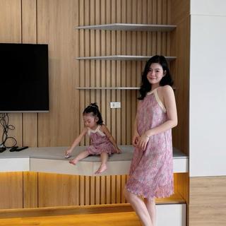 SM1- Váy cổ yếm chất tơ mềm mặc hè mẹ và bé cực xinh Size từ 9-65Kg