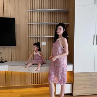 SM1- Váy cổ yếm chất tơ mềm mặc hè mẹ và bé cực xinh Size từ 9-65Kg