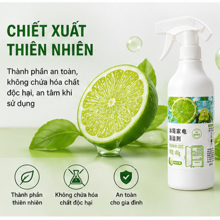 Xịt Vệ Sinh Tủ Lạnh Hương Chanh 450g Khử Mùi Diệt Khuẩn Làm Sạch Tủ Lạnh Đa Năng No Brand