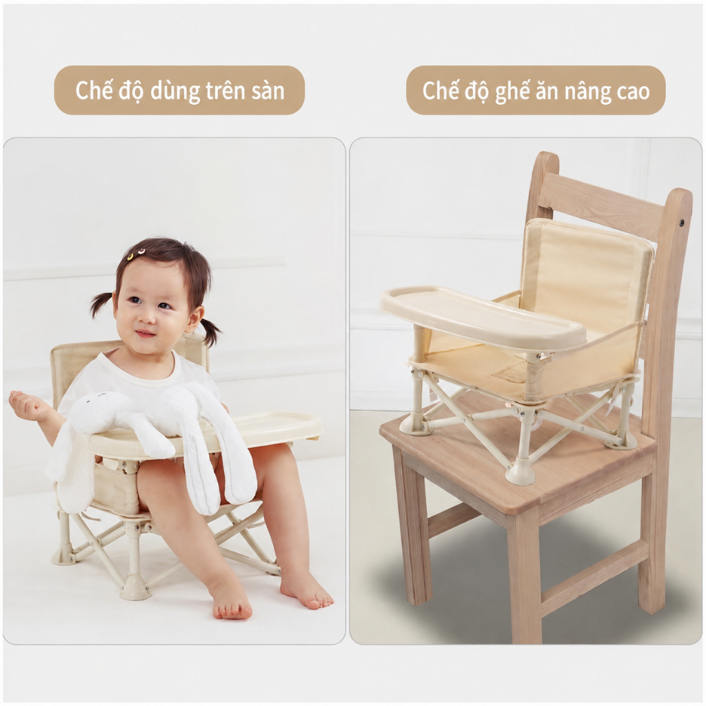 Ghế ăn dặm gấp gọn Ghế Ăn Dặm Du Lịch Kèm Bàn có thể tháo gỡ vệ sinh ghế ăn dặm cho bé phong cách Hàn Quốc mang đi tilợi