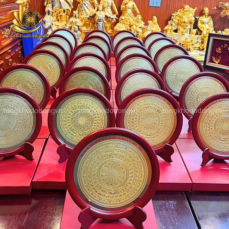 Đĩa Mặt Trống Đồng ✅FREESHIP✅ Đường Kính 23cm Kèm Hộp Quà Tặng Bằng Đồng Đại Bái Tặng Đối Tác Đặt Bàn Làm Việc Tủ Kính