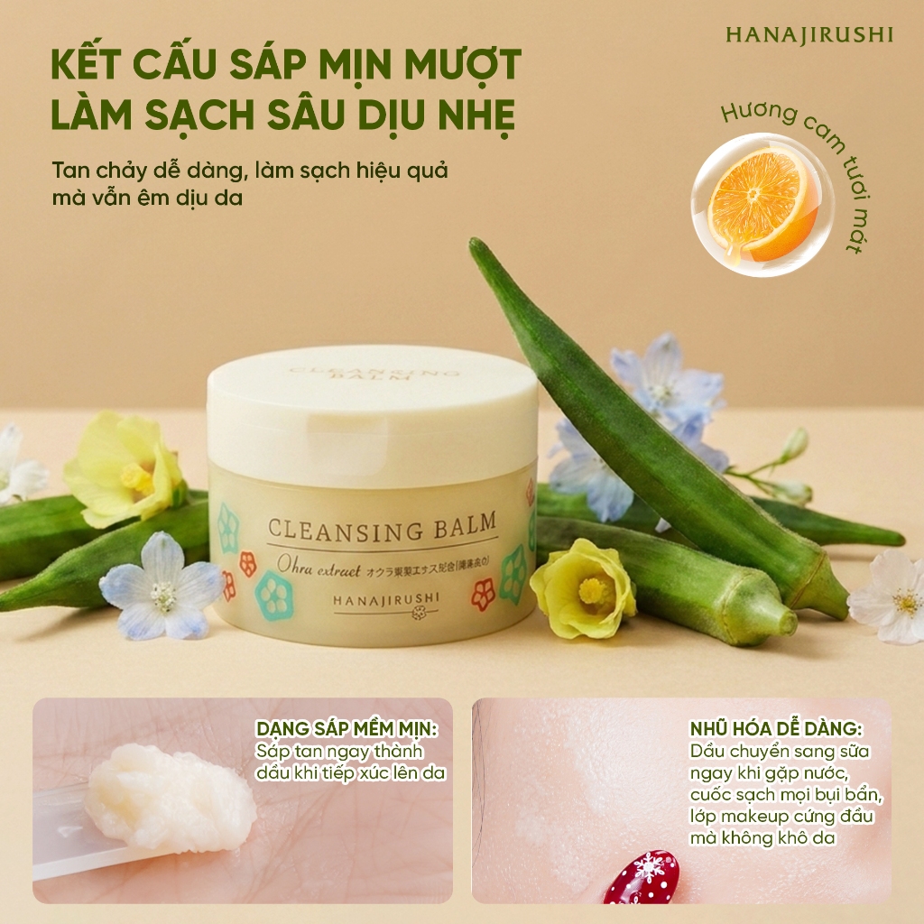 [Live KOL] Sáp Tẩy Trang Làm Sạch Bụi Bẩn Makeup Hanajirushi Cleansing Balm 70g Không Làm Khô Da