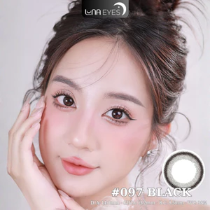 Lens mắt 097 Black màu đen không giãn, viền đậm tự nhiên, size nhỏ, thương hiệu LUNA EYES