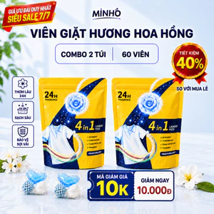 Combo 02 Túi Viên giặt quần áo hương hoa hồng thơm lâu 24h, viên giặt đậm đặc làm sạch sâu 4 in 1