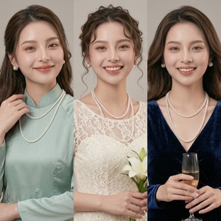 [ 𝐍𝐠𝐨̣𝐜 Đ𝐚̀𝐢 𝐋𝐨𝐚𝐧] N169 dây chuyền handmade hạt ngọc tròn hạt 6mm