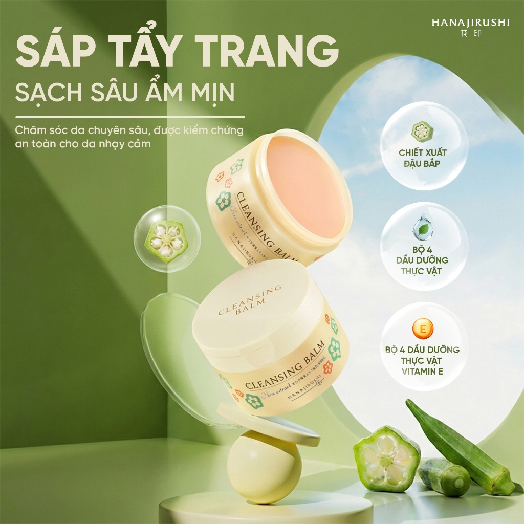 [Live KOL] Sáp Tẩy Trang Làm Sạch Bụi Bẩn Makeup Hanajirushi Cleansing Balm 70g Không Làm Khô Da