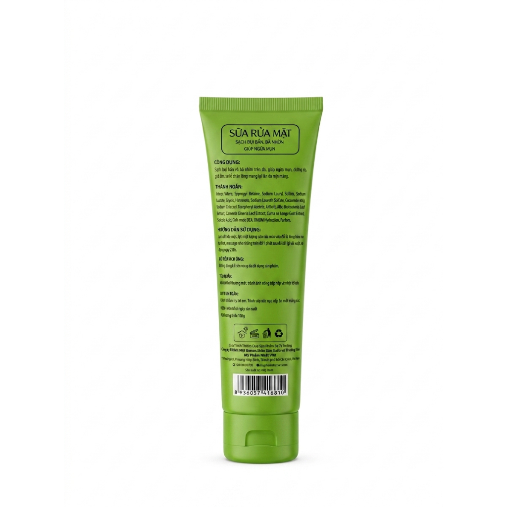 Sữa Rửa Mặt Ngừa Mụn Sạch Sâu Cho Da Nhạy Cảm Trà chất Serum Nhật Việt 100ml (Xanh lá)