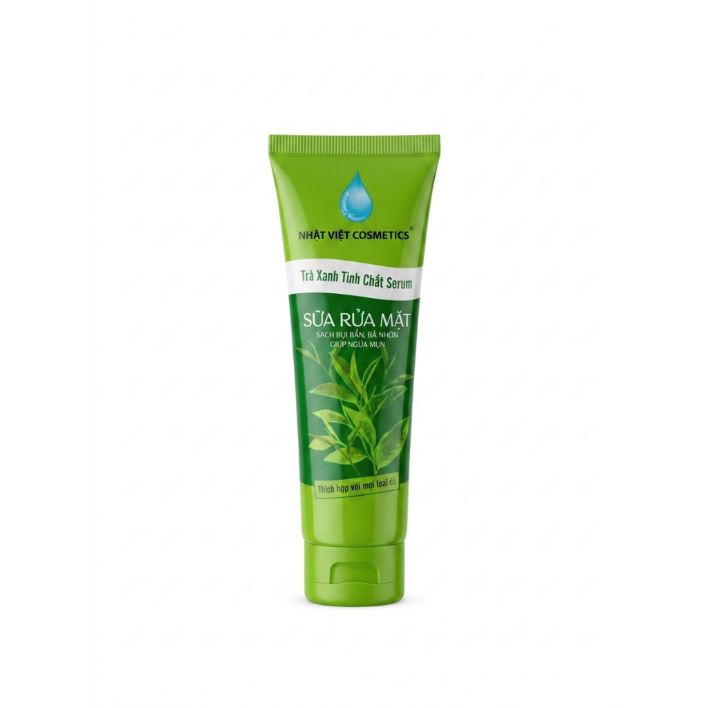 Sữa Rửa Mặt Ngừa Mụn Sạch Sâu Cho Da Nhạy Cảm Trà chất Serum Nhật Việt 100ml (Xanh lá)
