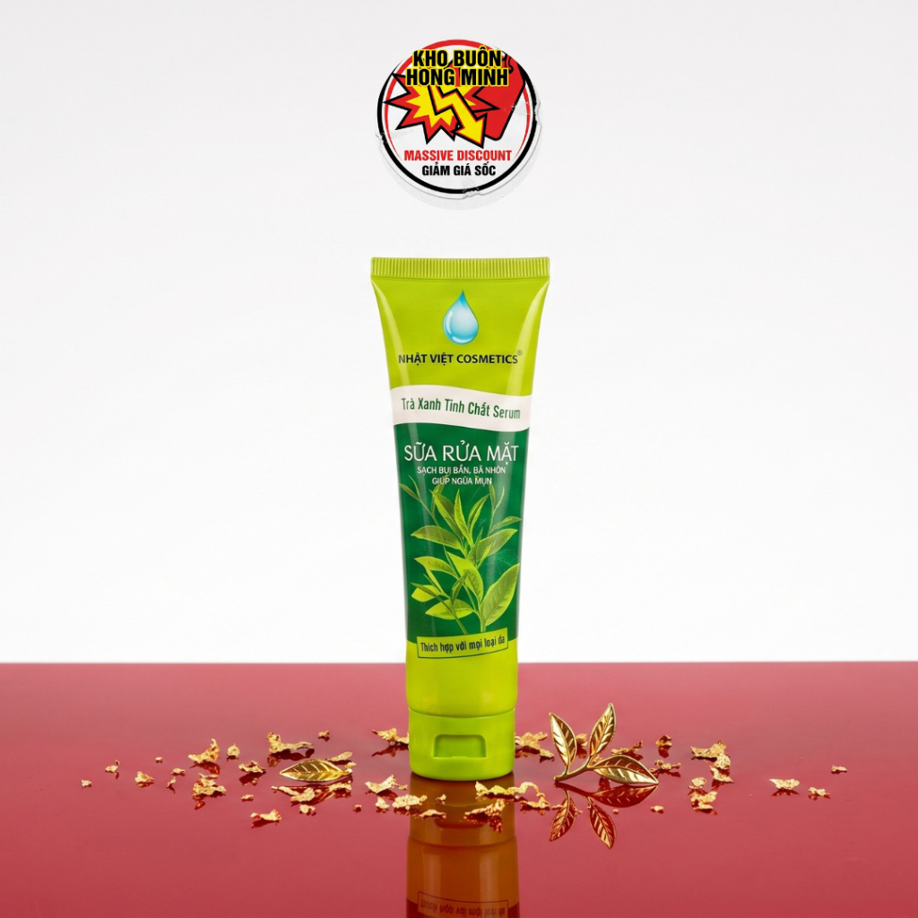 Sữa Rửa Mặt Ngừa Mụn Sạch Sâu Cho Da Nhạy Cảm Trà chất Serum Nhật Việt 100ml (Xanh lá)