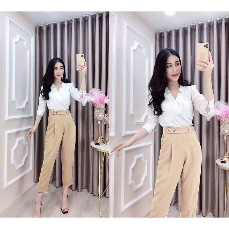 [DEAL MỞ BÁN] Quần Baggy Nữ 4 Khuy Lưng Chun Quần Baggy Mặc Đi Học Đi Làm Công Sở SSL