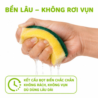 Miếng Rửa Chén Bọt Biển Cao Cấp Kèm Cước Xanh GD72 - Mút Rửa Chén Bọt Biển Mềm Đánh Bay Dầu Mỡ