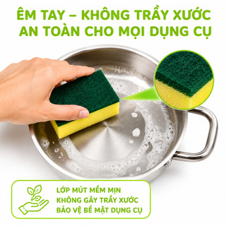 Miếng Rửa Chén Bọt Biển Cao Cấp Kèm Cước Xanh GD72 - Mút Rửa Chén Bọt Biển Mềm Đánh Bay Dầu Mỡ