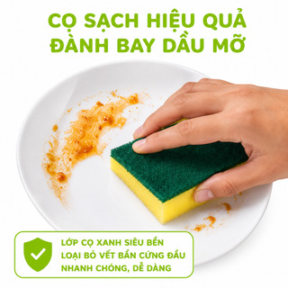 Miếng Rửa Chén Bọt Biển Cao Cấp Kèm Cước Xanh GD72 - Mút Rửa Chén Bọt Biển Mềm Đánh Bay Dầu Mỡ