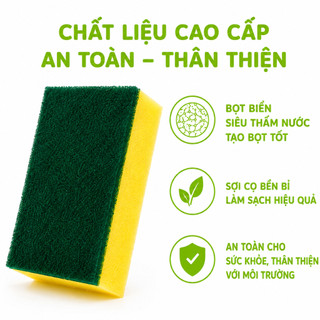 Miếng Rửa Chén Bọt Biển Cao Cấp Kèm Cước Xanh GD72 - Mút Rửa Chén Bọt Biển Mềm Đánh Bay Dầu Mỡ