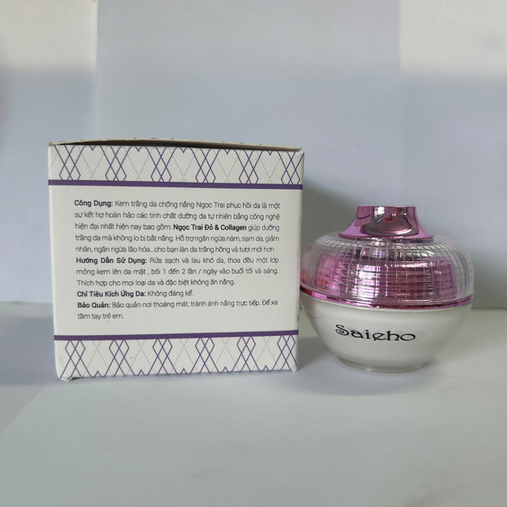 Kem Dưỡng Trắng Da Chống Nắng Cân Bằng Phục Hồi Da Saieho Ngọc Trai Đỏ Collagen [Trắng Tím]