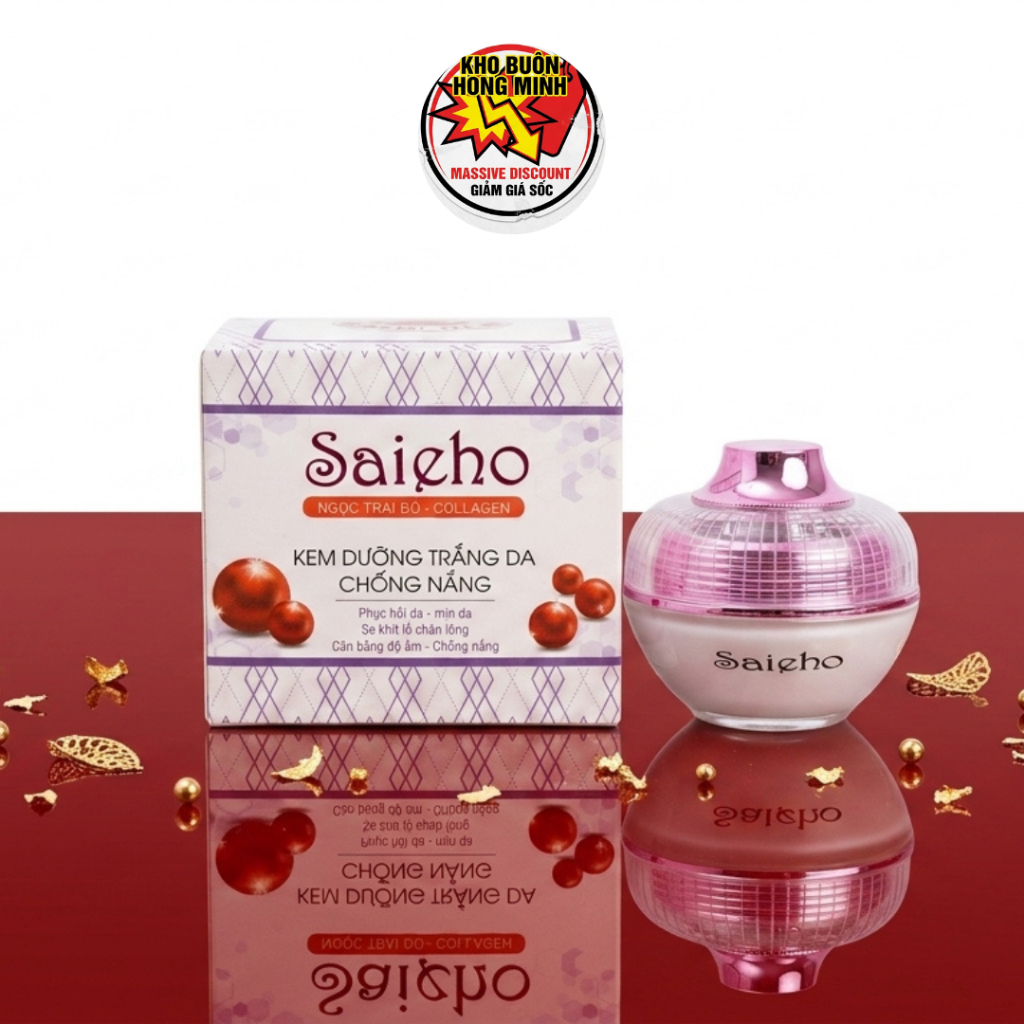Kem Dưỡng Trắng Da Chống Nắng Cân Bằng Phục Hồi Da Saieho Ngọc Trai Đỏ Collagen [Trắng Tím]