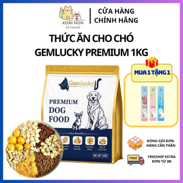 Hạt Thức Ăn Cho Chó Mix Topping GEMLUCKY, Thức Ăn Cao Cấp Dành Cho Chó Túi 1KG - Xoài Non Petshop