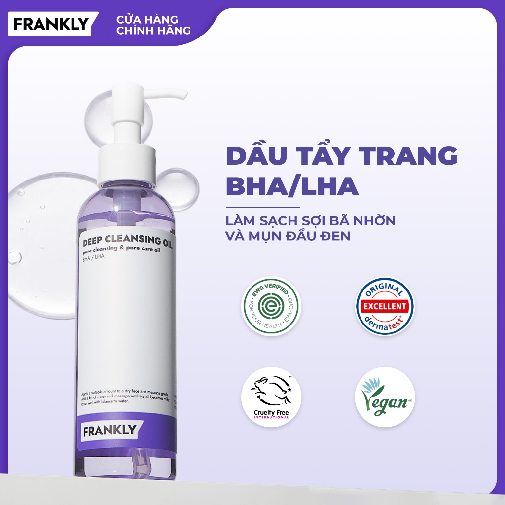 Dầu tẩy trang làm sạch sợi bã nhờn và mụn đầu đen Frankly BHA/LHA 200ml