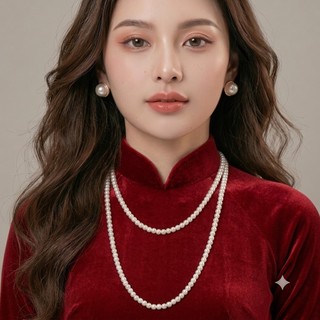 [ DAISYN ] N446 choker ,dây chuyền mang áo dài , vòng cổ mang áo dài, dây chuyền hạt Ngọc hạt trai 6mm 2 sợi cho nữ