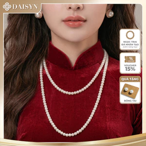 N446 choker ,dây chuyền mang áo dài , vòng cổ mang áo dài, dây chuyền hạt Ngọc hạt trai 6mm 2 sợi cho nữ